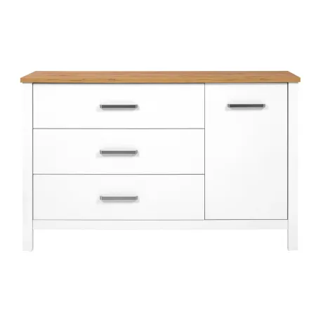 Madia Credenza 3 Cassetti 1 Anta Bianco Rovere Camera Soggiorno