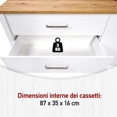 Madia Credenza 3 Cassetti 1 Anta Bianco Rovere Camera Soggiorno