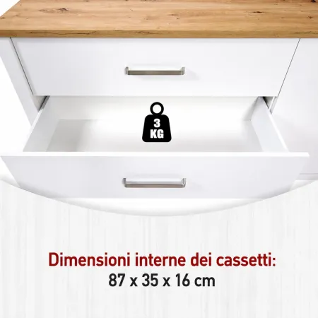 Madia Credenza 3 Cassetti 1 Anta Bianco Rovere Camera Soggiorno