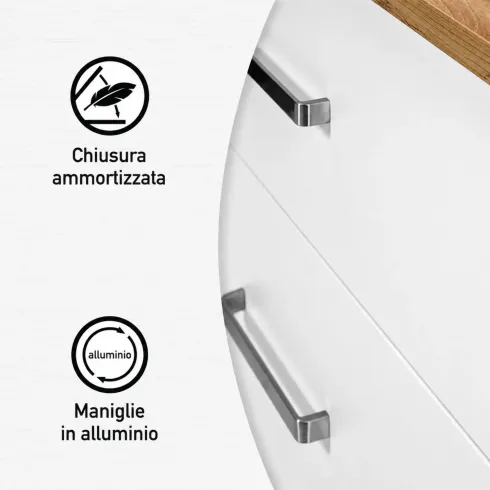 Madia Credenza 3 Cassetti 1 Anta Bianco Rovere Camera Soggiorno