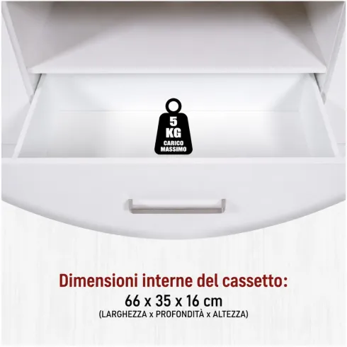 Mobile Porta TV da Appoggio 1 Cassetto 2 Ante Bianco Rovere Soggiorno