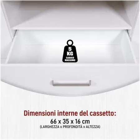 Mobile Porta TV da Appoggio 1 Cassetto 2 Ante Bianco Rovere Soggiorno