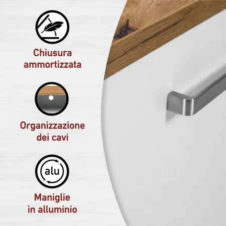 Mobile Porta TV da Appoggio 1 Cassetto 2 Ante Bianco Rovere Soggiorno