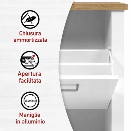 Mobile Scarpiera da Ingresso Salvaspazio 4 Ante Ribalta Bianco Rovere