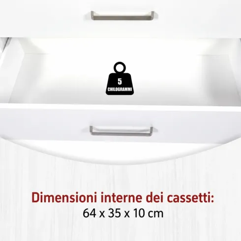Vetrina 1 Anta 2 Cassetti da Soggiorno Ripiani in Vetro Bianco Rovere