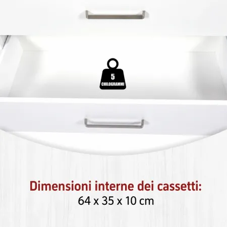 Vetrina 1 Anta 2 Cassetti da Soggiorno Ripiani in Vetro Bianco Rovere