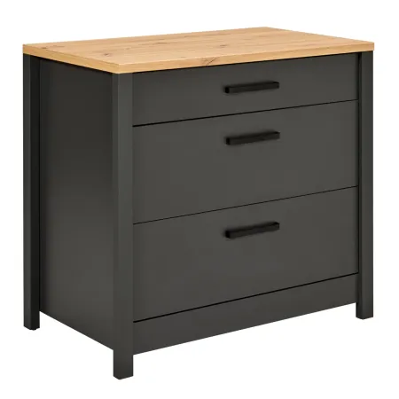 Mobile Base per Cucina Piano Cottura con 3 Cassetti Antracite Rovere