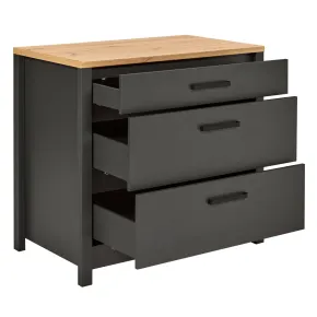 Mobile Base per Cucina Piano Cottura con 3 Cassetti Antracite Rovere 2