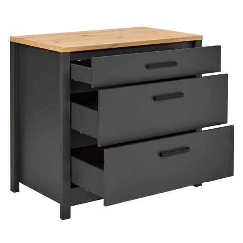 Mobile Base per Cucina Piano Cottura con 3 Cassetti Antracite Rovere