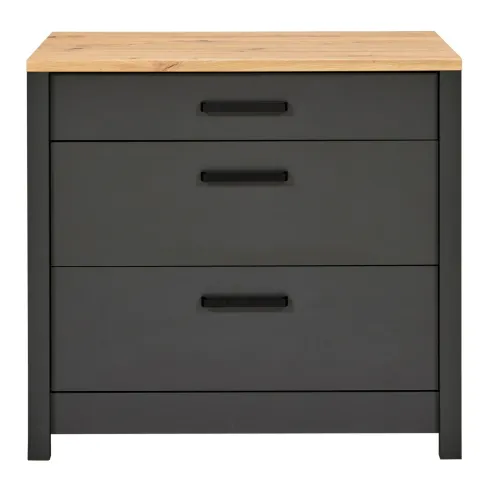 Mobile Base per Cucina Piano Cottura con 3 Cassetti Antracite Rovere