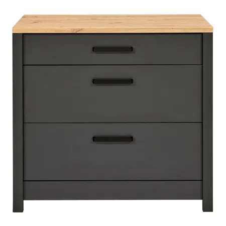 Mobile Base per Cucina Piano Cottura con 3 Cassetti Antracite Rovere