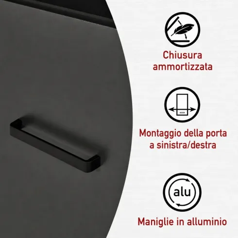 Colonna Cucina Frigo Forno Mobile Antracite Rovere Anta Reversibile