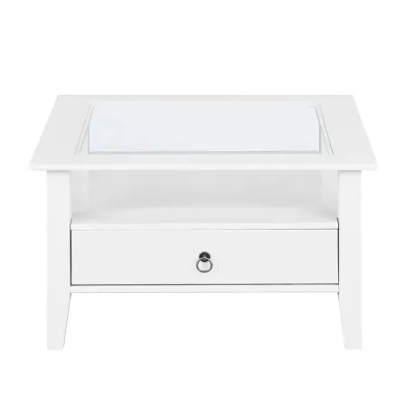 Tavolino in Vetro da Caffe 75x75 Bianco Tavolo Legno Divano Soggiorno Quadrato | BricoShop24