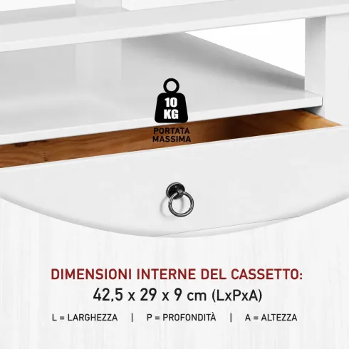 Tavolino in Vetro da Caffe 115x60 Bianco Tavolo Legno Divano da Soggiorno Divano | BricoShop24