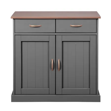 Mobile Grigio a 2 Ante 2 Cassetti Credenza in Legno Dispensa Soggiorno Cucina | BricoShop24