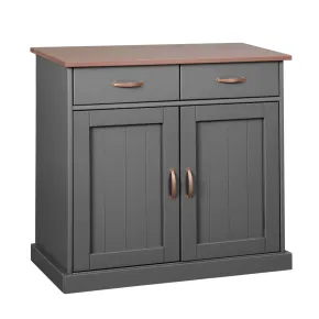 Mobile Grigio a 2 Ante 2 Cassetti Credenza in Legno Dispensa Soggiorno Cucina | BricoShop24