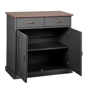 Mobile Grigio a 2 Ante 2 Cassetti Credenza in Legno Dispensa Soggiorno Cucina | BricoShop24 2
