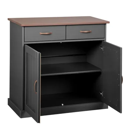 Mobile Grigio a 2 Ante 2 Cassetti Credenza in Legno Dispensa Soggiorno Cucina | BricoShop24