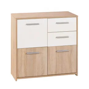Mobile Bianco Rovere 3 Ante 2 Cassetti Credenza Buffet Moderna Dispensa Salotto | BricoShop24