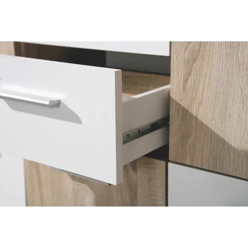 Buffet Mobile Moderno Bianco e Rovere con Ante Cassetti da Salotto