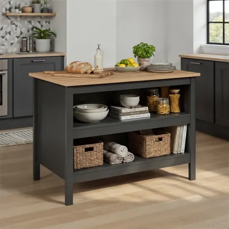 Tavolo Bar Alto Grigio Ripiani Bancone per Sgabelli da Cucina | BricoShop24