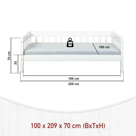 Divano Letto 90x200 Bianco Singolo a Doghe Possibile Letto Estraibile Cameretta | BricoShop24