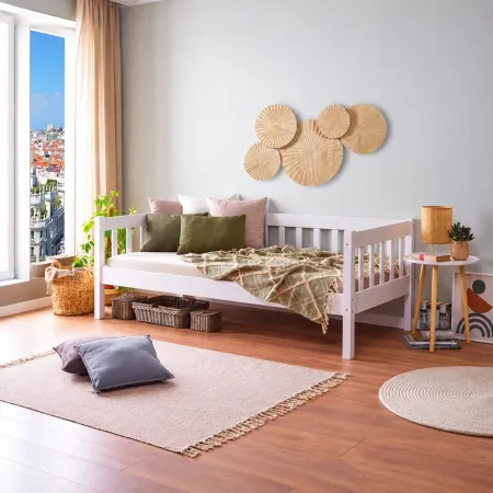 Divano Letto 90x200 Bianco Singolo a Doghe Possibile Letto Estraibile Cameretta | BricoShop24