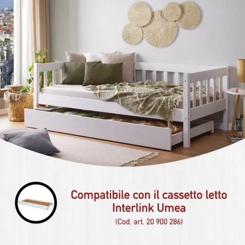 Divano Letto 90x200 Bianco Singolo a Doghe Possibile Letto Estraibile Cameretta | BricoShop24