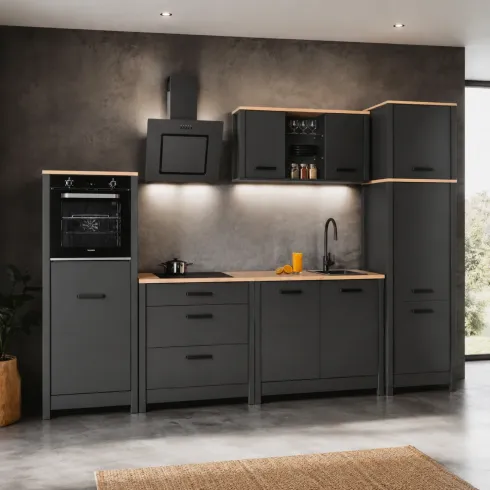 Colonna Cucina Frigo Freezer Mobile Antracite Rovere Ante Reversibili