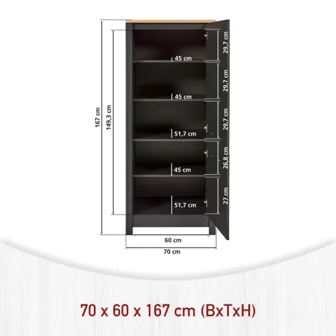 Colonna Cucina Frigo Freezer Mobile Antracite Rovere Ante Reversibili
