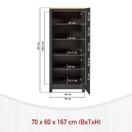 Colonna Cucina Frigo Freezer Mobile Antracite Rovere Ante Reversibili