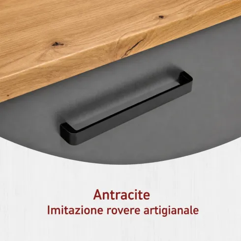 Credenza Vetrina con Ante Cassetti Ripiani in Legno Bianco Antracite