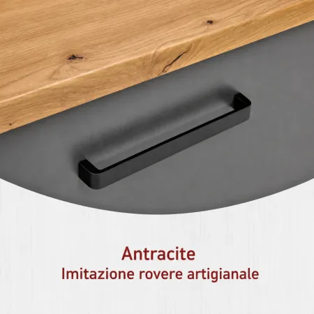 Credenza Vetrina con Ante Cassetti Ripiani in Legno Bianco Antracite