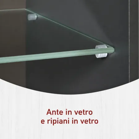 Credenza Vetrina con Ante Cassetti Ripiani in Legno Bianco Antracite