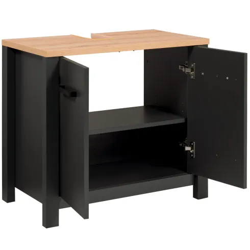 Mobile Bagno Sottolavabo 70 cm 2 Ante Antracite Rovere Idrorepellente