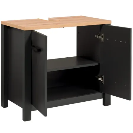 Mobile Bagno Sottolavabo 70 cm 2 Ante Antracite Rovere Idrorepellente