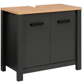 Mobile Bagno Sottolavabo 70 cm 2 Ante Antracite Rovere Idrorepellente