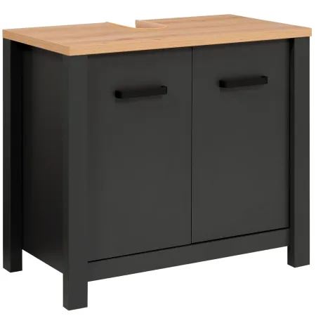 Mobile Bagno Sottolavabo 70 cm 2 Ante Antracite Rovere Idrorepellente