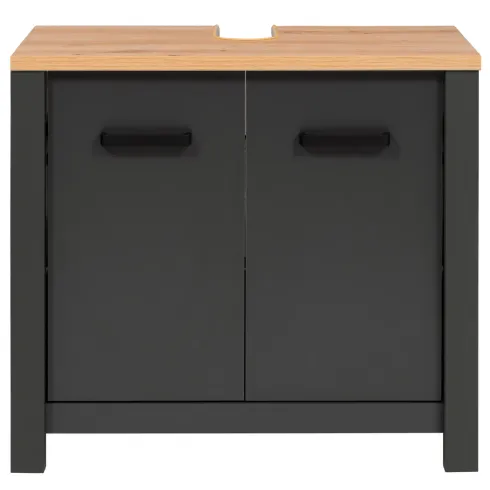 Mobile Bagno Sottolavabo 70 cm 2 Ante Antracite Rovere Idrorepellente
