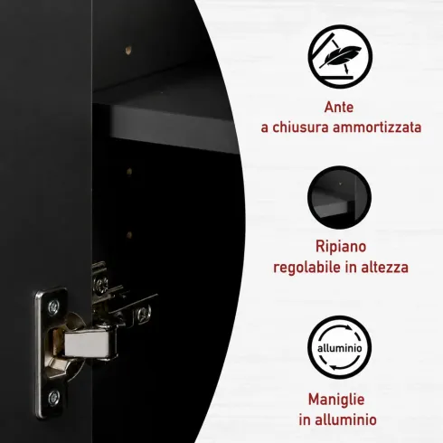 Mobile Bagno Sottolavabo 70 cm 2 Ante Antracite Rovere Idrorepellente