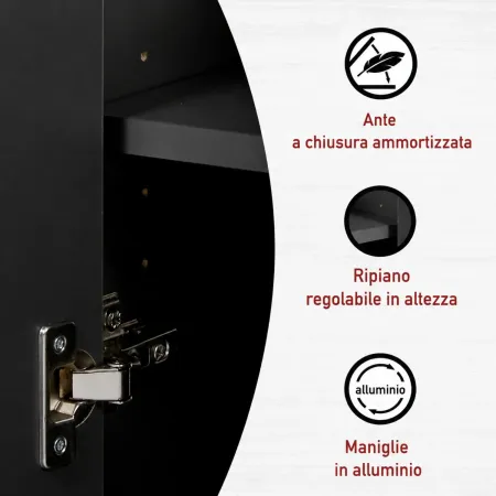 Mobile Bagno Sottolavabo 70 cm 2 Ante Antracite Rovere Idrorepellente