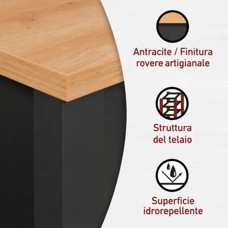 Mobile Bagno Sottolavabo 70 cm 2 Ante Antracite Rovere Idrorepellente