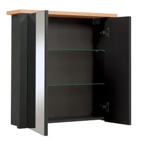 Pensile Bagno con Specchio Ripiani in Vetro Antracite Rovere Artisan 2
