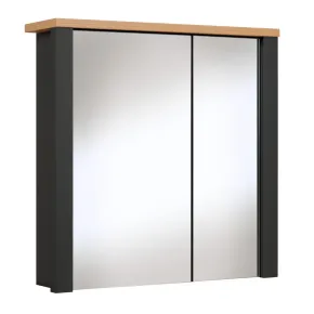 Pensile Bagno con Specchio Ripiani in Vetro Antracite Rovere Artisan