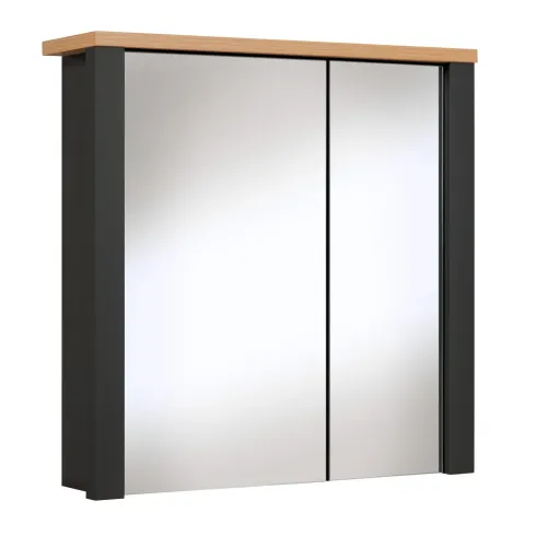 Pensile Bagno con Specchio Ripiani in Vetro Antracite Rovere Artisan