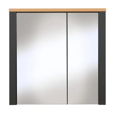 Pensile Bagno con Specchio Ripiani in Vetro Antracite Rovere Artisan