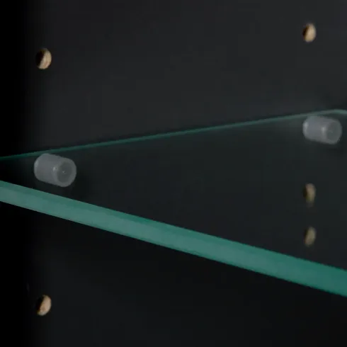 Pensile Bagno con Specchio Ripiani in Vetro Antracite Rovere Artisan