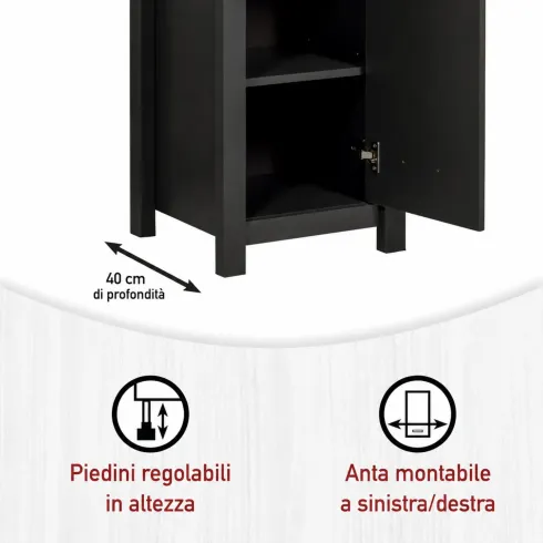 Colonna Bagno Salvaspazio Ripiani Regolabile Anta Antracite Rovere