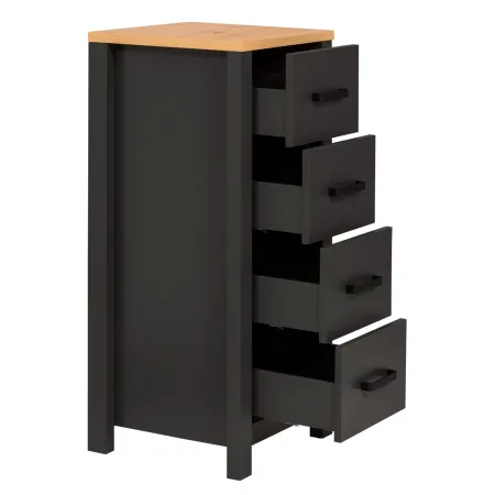 Mobile Bagno Cassettiera 4 Cassetti Salvaspazio Antracite Rovere