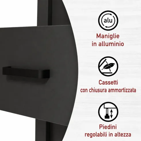 Mobile Bagno Cassettiera 4 Cassetti Salvaspazio Antracite Rovere